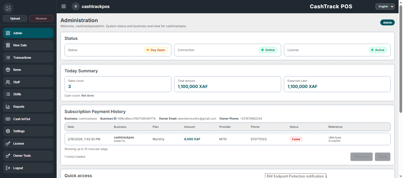 CashTrack POS - Business Control System for Retail Shops